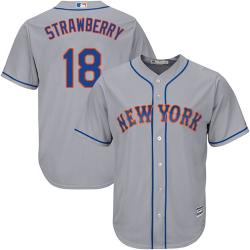 Mets #18 Darryl Strawberry Grey Cool Base Stitched Youth MLB Jersey